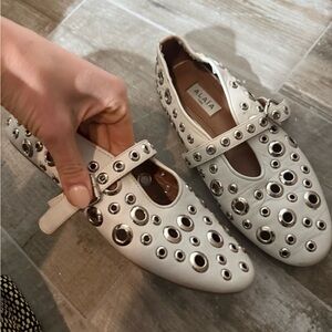 Alaia Cream Studded Flats